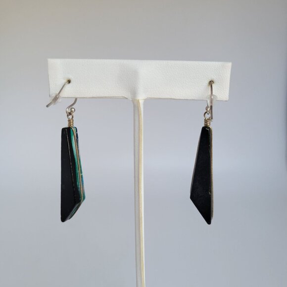 925 Sterling Silver 10 Gold Filled Dichroic Glass Pendant Necklace Earrings Set - Picture 13 of 16